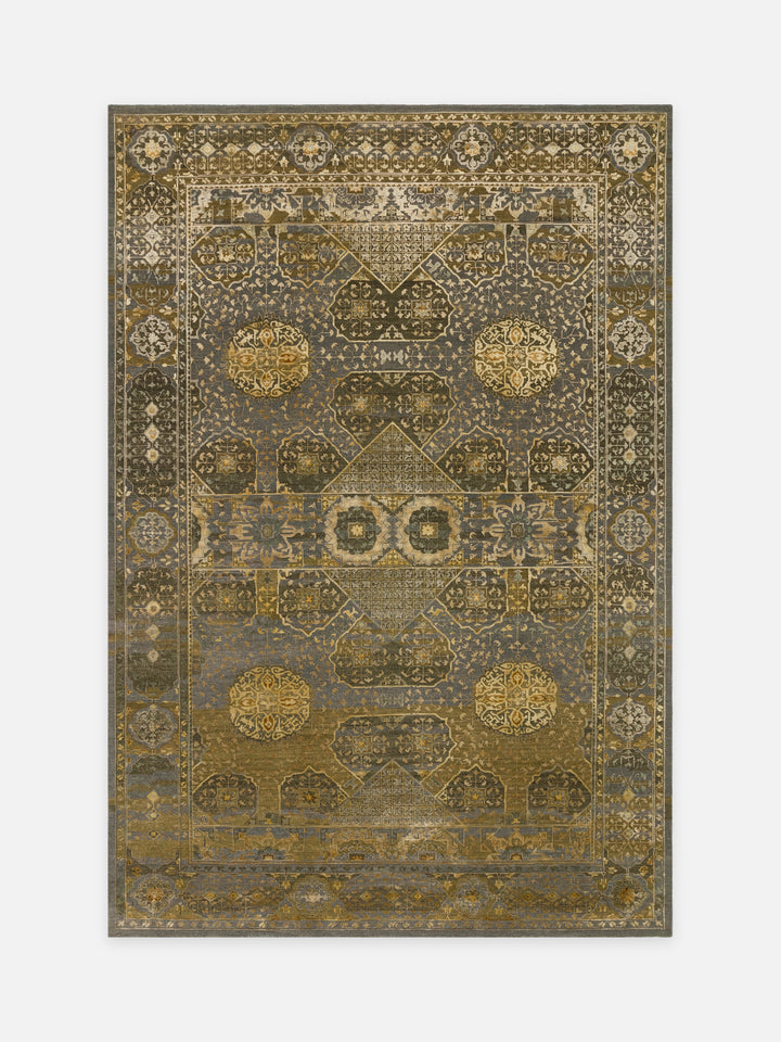 El dokuma Hindistan Jaipur halı Mineral Gri 198x295 cm kuşbakışı üstten görünüm