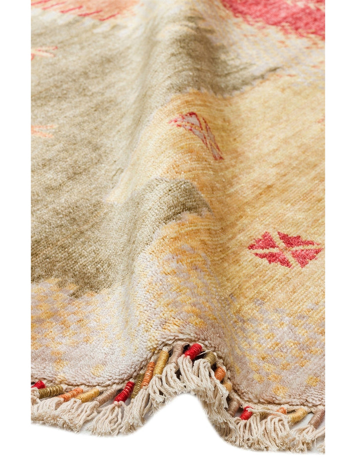 Oushak Carnaval %100 natürlich, leicht zu reinigen, handgefertigter TENCEL™ moderner Uşak-Teppich 07 BEIGE AUTUMN Q