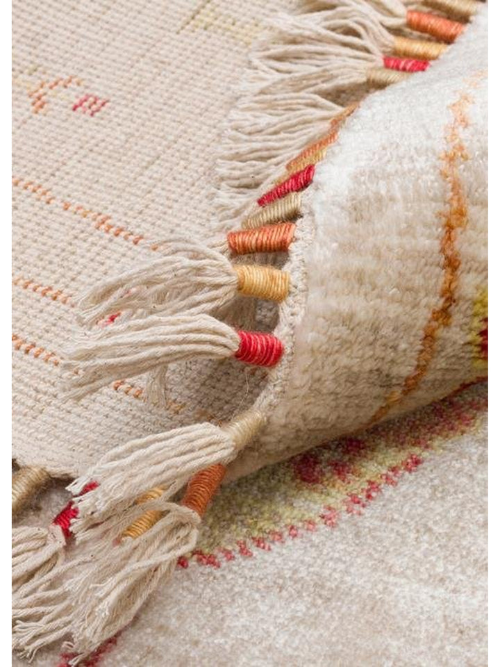 Oushak Carnaval %100 natürlich, leicht zu reinigen, handgefertigter TENCEL™ moderner Uşak-Teppich 08 BEIGE AUTUMN Q