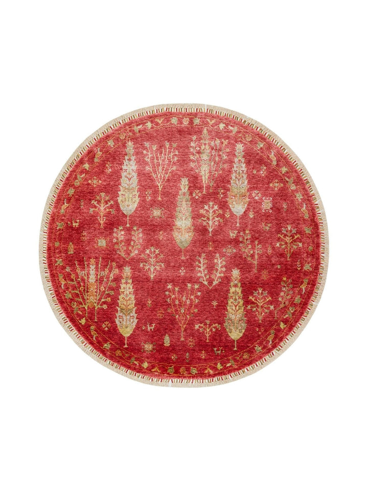Oushak Carnaval %100 natürlich, leicht zu reinigen, handgefertigter TENCEL™ moderner Uşak-Teppich 08 RED AUTUMN Q