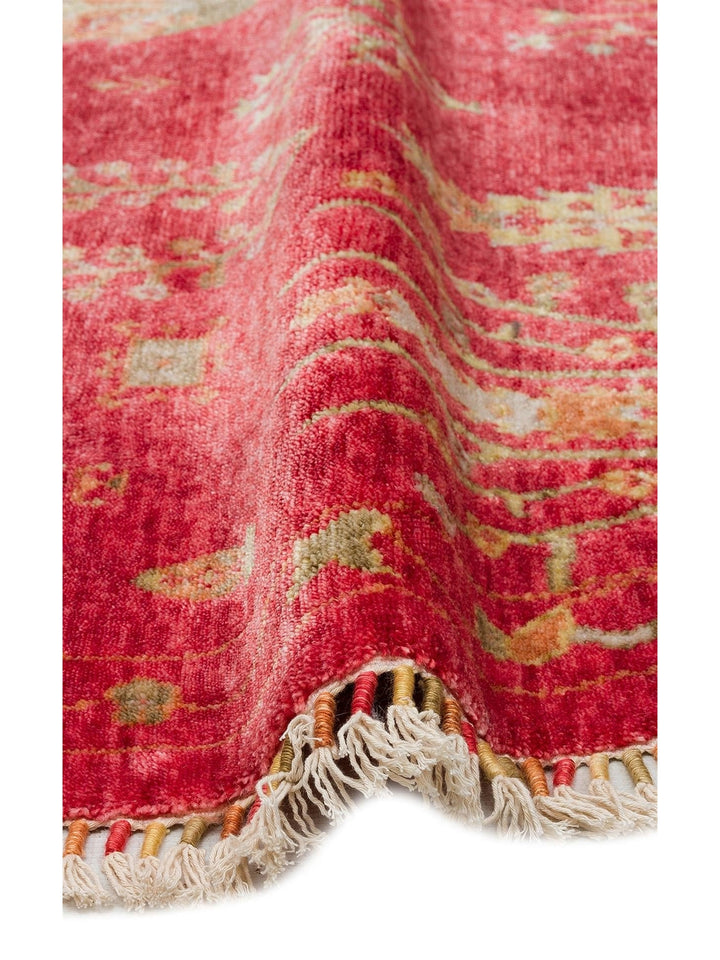 Oushak Carnaval %100 natürlich, leicht zu reinigen, handgefertigter TENCEL™ moderner Uşak-Teppich 08 RED AUTUMN Q