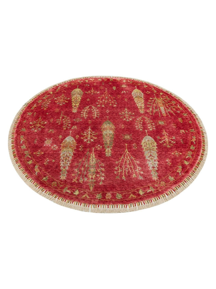 Oushak Carnaval %100 natürlich, leicht zu reinigen, handgefertigter TENCEL™ moderner Uşak-Teppich 08 RED AUTUMN Q