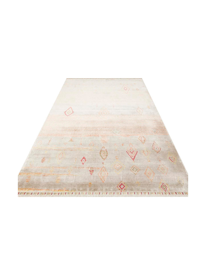 Oushak Carnaval Tapis Uşak Moderne TENCEL™ 100 % Naturel, Facile à Nettoyer, Fait Main 15 BEIGE AUTUMN