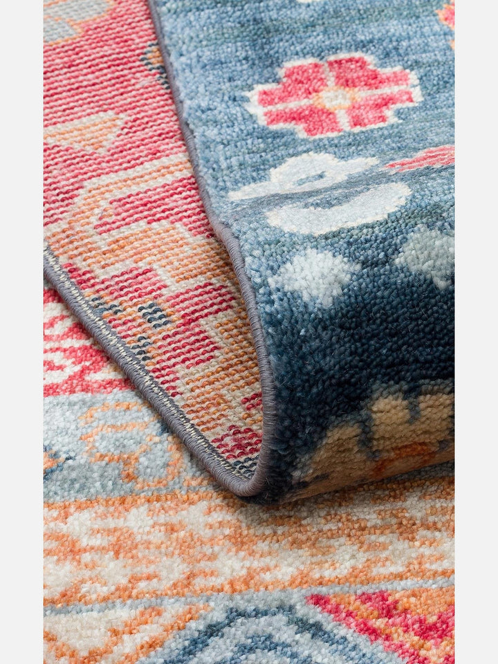 Oushak Carnaval %100 Naturel Kolay Temizlenir El Emeğiyle Üretilen TENCEL™ Modern Uşak Halısı 17 NAVY MULTY - Carpetdocia
