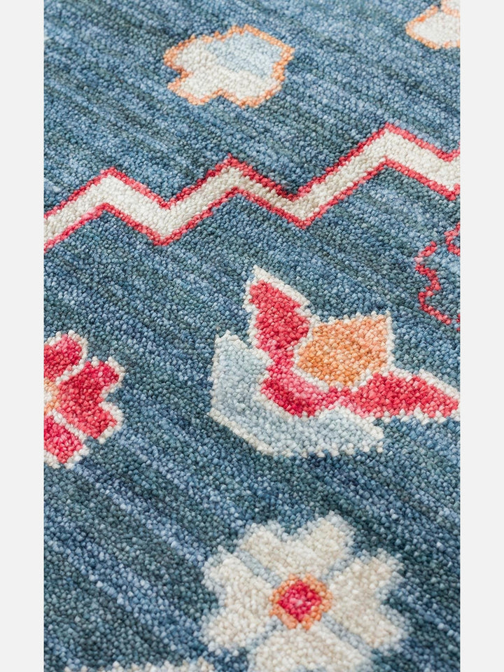 Oushak Carnaval %100 Naturel Kolay Temizlenir El Emeğiyle Üretilen TENCEL™ Modern Uşak Halısı 17 NAVY MULTY - Carpetdocia