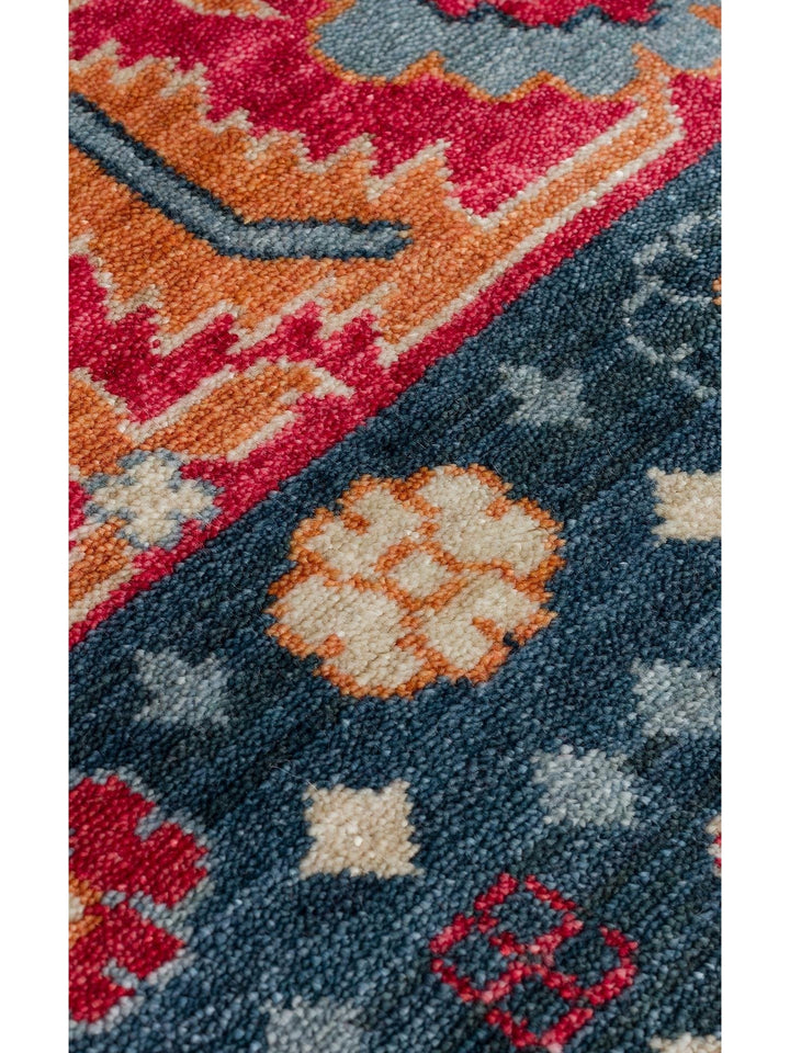Oushak Carnaval 100 % naturel, facile à nettoyer, fabriqué à la main avec TENCEL™, tapis moderne d'Uşak 17 NAVY MULTY