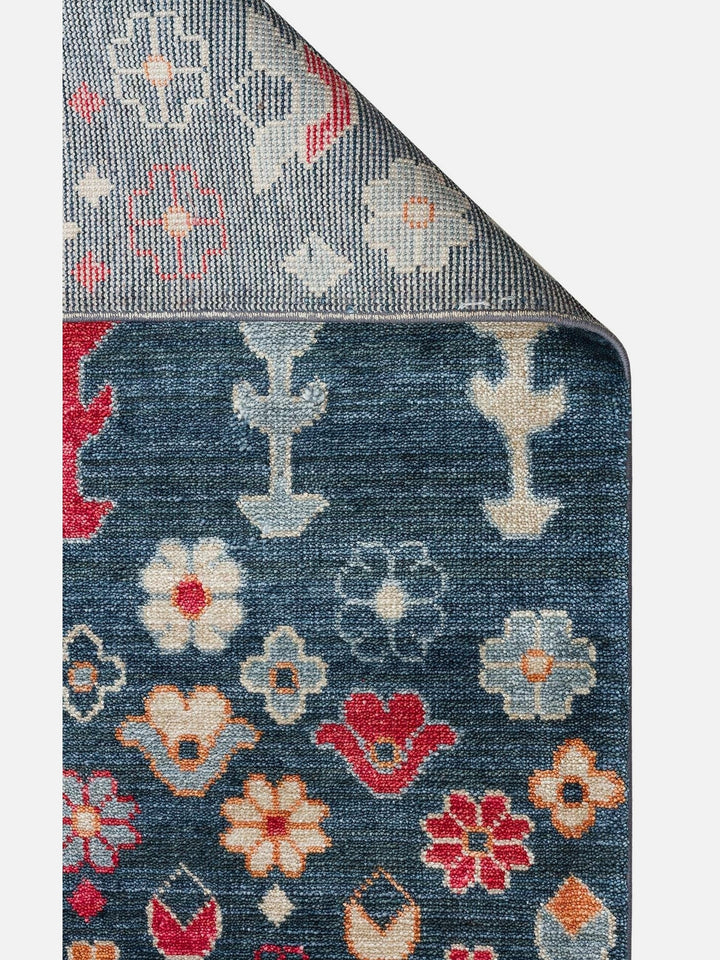 Oushak Carnaval %100 Naturel Kolay Temizlenir El Emeğiyle Üretilen TENCEL™ Modern Uşak Halısı 17 NAVY MULTY - Carpetdocia