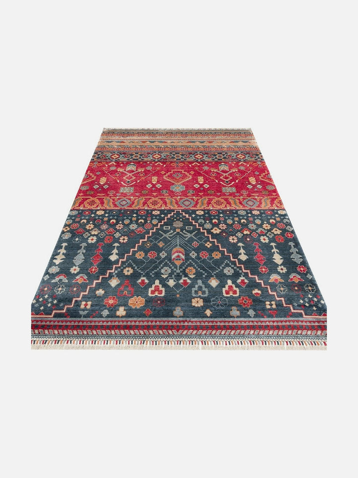 Oushak Carnaval %100 Naturel Kolay Temizlenir El Emeğiyle Üretilen TENCEL™ Modern Uşak Halısı 17 NAVY MULTY - Carpetdocia