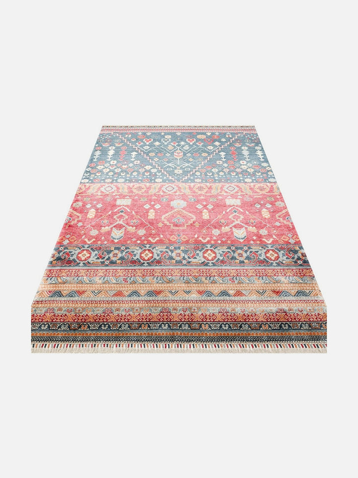 Oushak Carnaval %100 Naturel Kolay Temizlenir El Emeğiyle Üretilen TENCEL™ Modern Uşak Halısı 17 NAVY MULTY - Carpetdocia