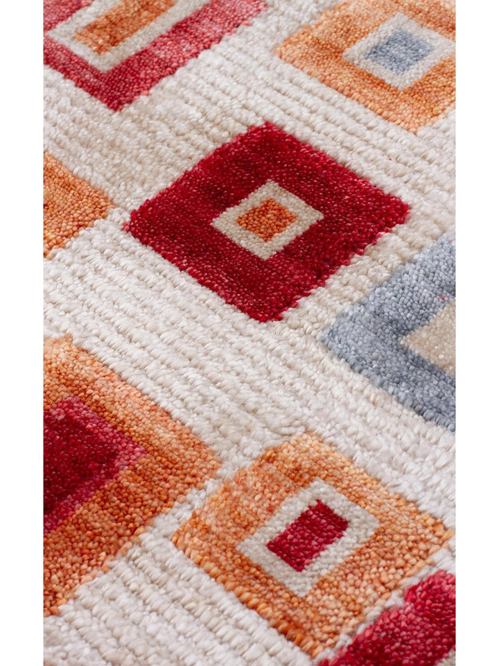 Oushak Carnaval 100 % naturel, facile à nettoyer, fabriqué à la main avec TENCEL™, tapis moderne d'Uşak 21 BEIGE MULTY