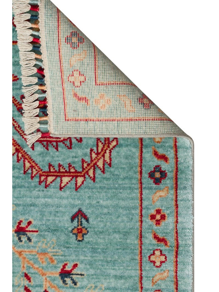 سجادة Oushak Carnaval الحديثة من TENCEL™ مصنوعة يدوياً، طبيعية 100% وسهلة التنظيف 22 TURQUOISE
