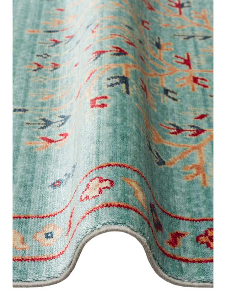 سجادة Oushak Carnaval الحديثة من TENCEL™ مصنوعة يدوياً، طبيعية 100% وسهلة التنظيف 22 TURQUOISE