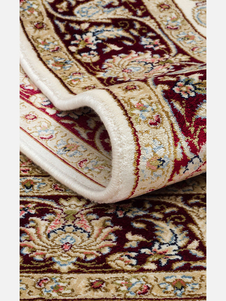 Topkapı Seccade Klasik Desenli Yüksek Kalite Özel Işıltılı Hediyelik Çeyizlik Namazlık 01CREAMRED - Carpetdocia