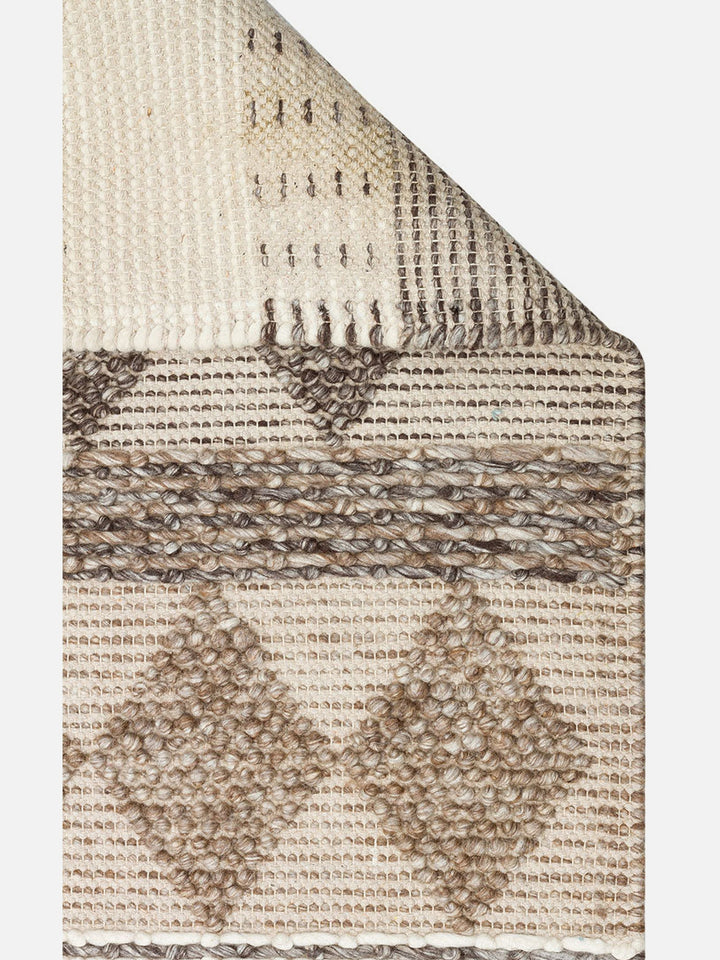Woolstar %100 Naturel Kazak Desenli Salon Oturma Odası Koridor Antre El Dokuma Örgü Halı JD 01 GREY - Carpetdocia
