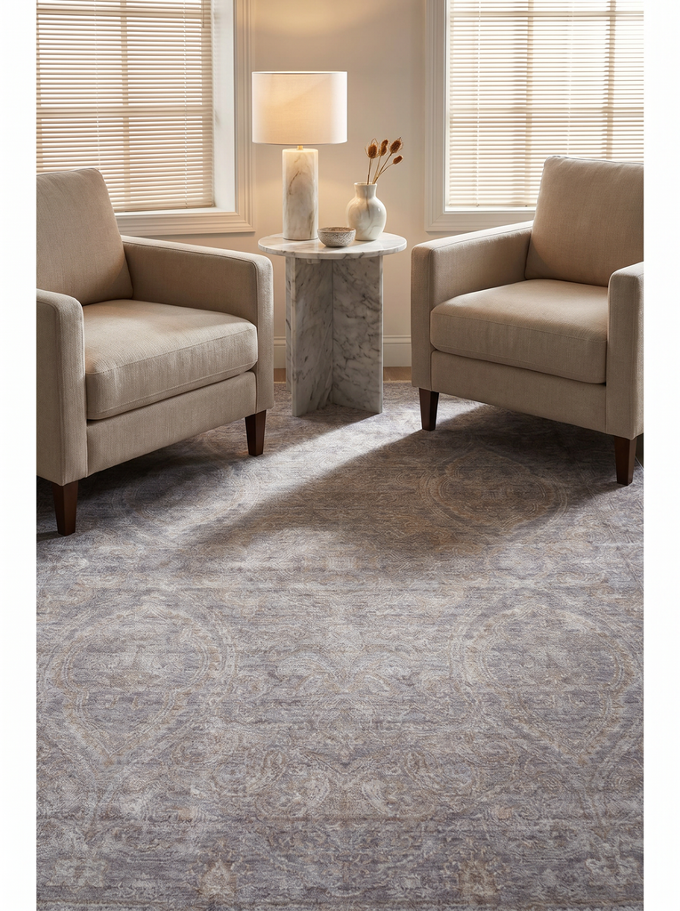 Tapis Uşak TENCEL™ Çırağan 100 % naturel, scintillant, fabriqué à la main sur métiers spéciaux 3DGRBZ