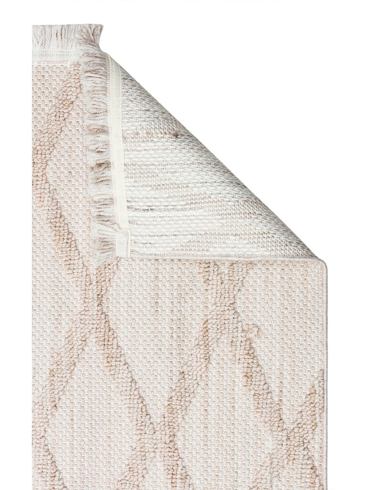 Comfy Modern Desenli Oturma Odası Koridor Antre Yatak Odası Örgü Dokuma Halı 04 BEIGE - Carpetdocia
