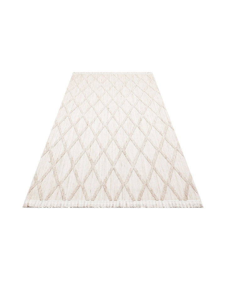 Comfy Modern Desenli Oturma Odası Koridor Antre Yatak Odası Örgü Dokuma Halı 04 BEIGE - Carpetdocia