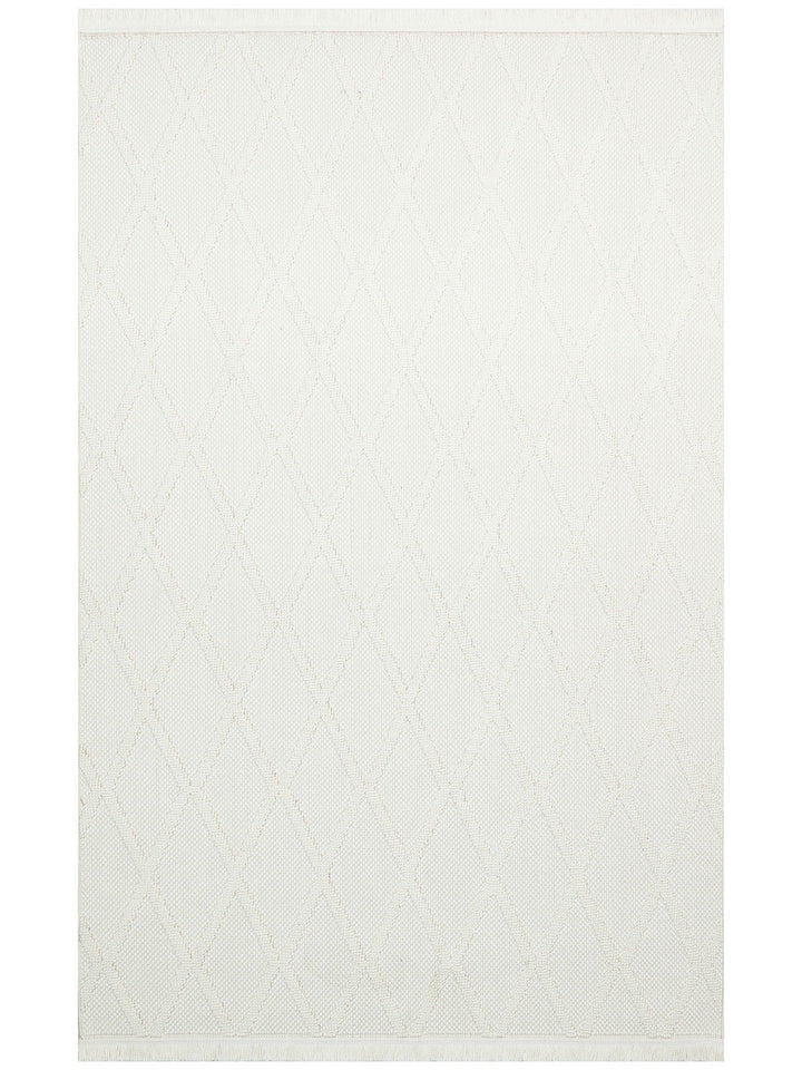 Comfy Modern Desenli Oturma Odası Koridor Antre Yatak Odası Örgü Dokuma Halı 04 CREAM - Carpetdocia