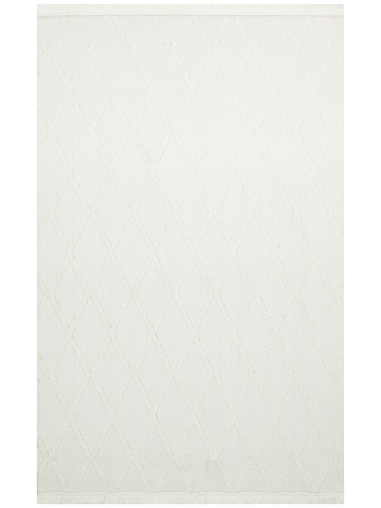 Comfy Modern Patterned Living Room Hallway Entrance Bedroom Knitted Carpet 04 CREAM