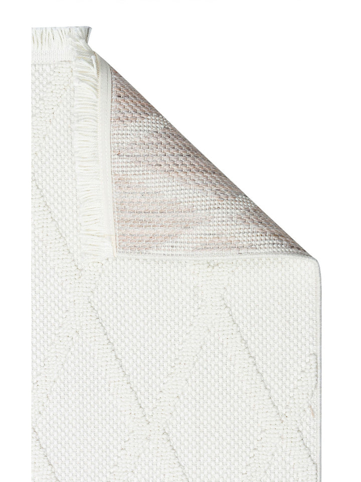 Comfy Modern Desenli Oturma Odası Koridor Antre Yatak Odası Örgü Dokuma Halı 04 CREAM - Carpetdocia