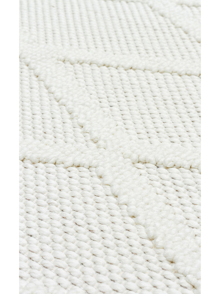 Comfy Modern Desenli Oturma Odası Koridor Antre Yatak Odası Örgü Dokuma Halı 04 CREAM - Carpetdocia