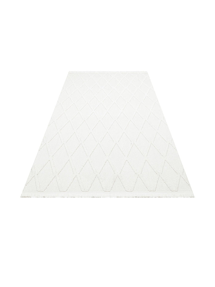 Comfy Modern Desenli Oturma Odası Koridor Antre Yatak Odası Örgü Dokuma Halı 04 CREAM - Carpetdocia