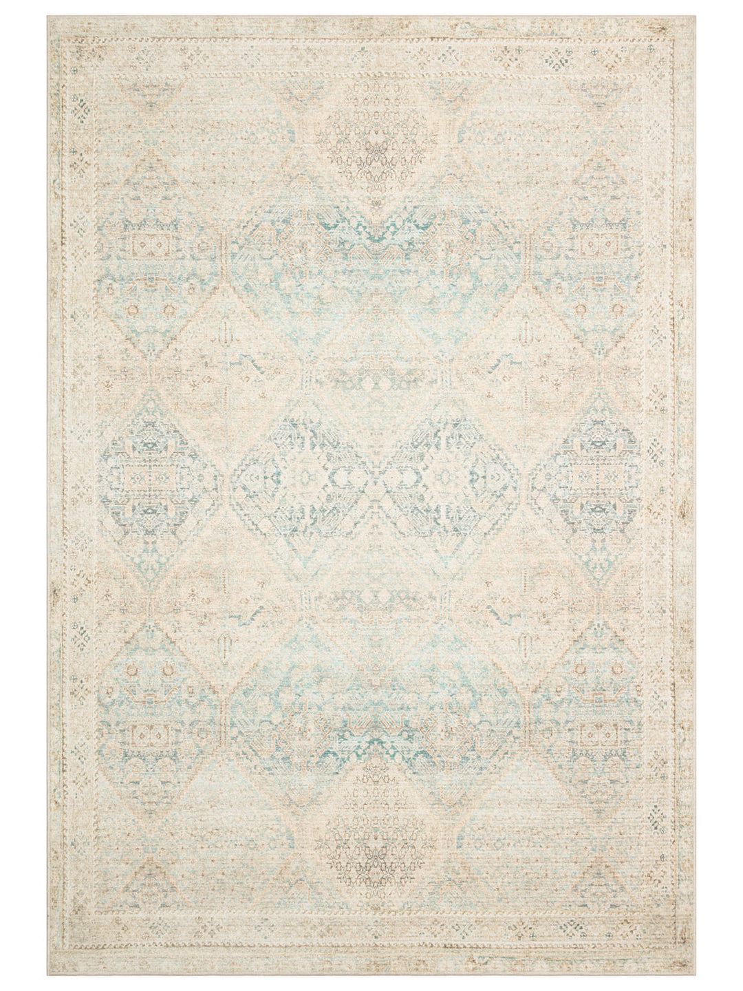 Floransa Serisi Pastel Tonlara Sahip Vintage Desenli Şık Halı 04 SKY - Carpetdocia