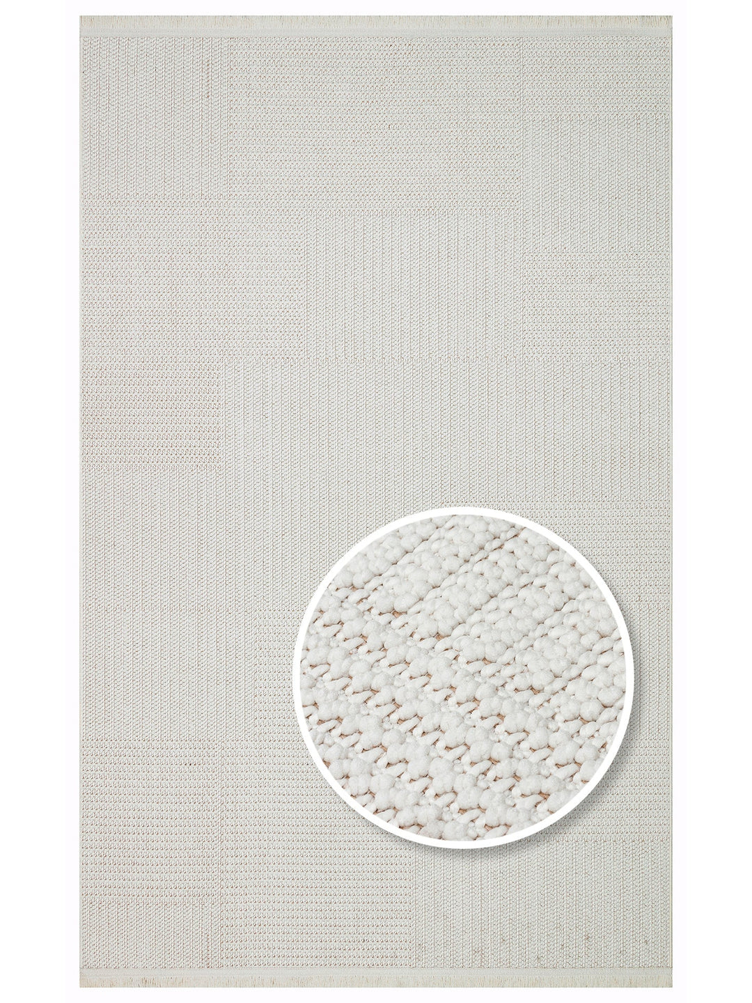 Mali Yumuşak Tuşeli Örgü Dokuma Oturma Odası Koridor Antre Yatak Odası Modern Halı 11 WHITE - Carpetdocia