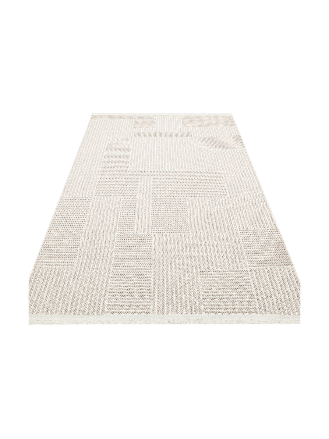 Mali Yumuşak Tuşeli Örgü Dokuma Oturma Odası Koridor Antre Yatak Odası Modern Halı 12 BEIGE WHITE - Carpetdocia