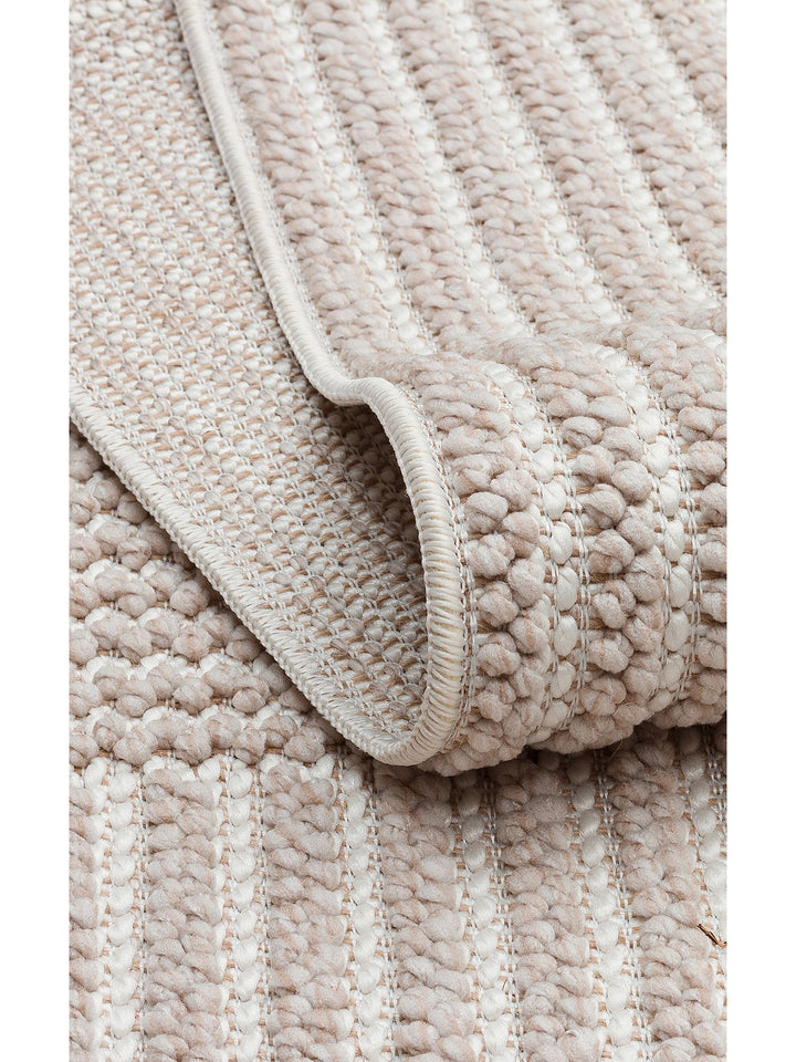 Mali Yumuşak Tuşeli Örgü Dokuma Oturma Odası Koridor Antre Yatak Odası Modern Halı 12 BEIGE WHITE - Carpetdocia