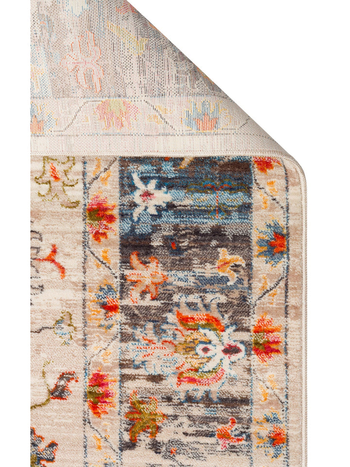 Nil Serisi Etnik ve Modern Desenli Renkli Saçaklı Oturma Odası Mutfak Halı 19 BEIGE MULTY - Carpetdocia