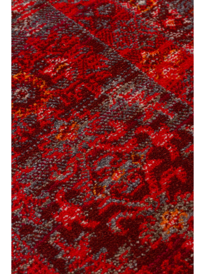 Nil Serisi Etnik ve Modern Desenli Renkli Saçaklı Oturma Odası Mutfak Halı 20 RED - Carpetdocia