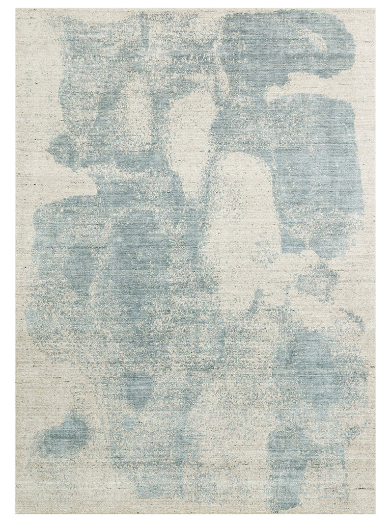 Palette Series 100% Natural Wool Viscose Cotton Handwoven Scandinavian Living Room Carpet BEIGE BLUE