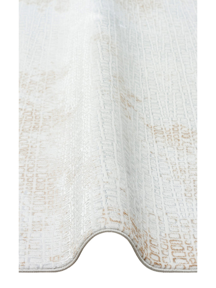Smooth Yıkanabilir Kaymaz Parlak Oturma Odası Salon Koridor İnce Dokuma Modern Halı 108 CREAM BEIGE - Carpetdocia