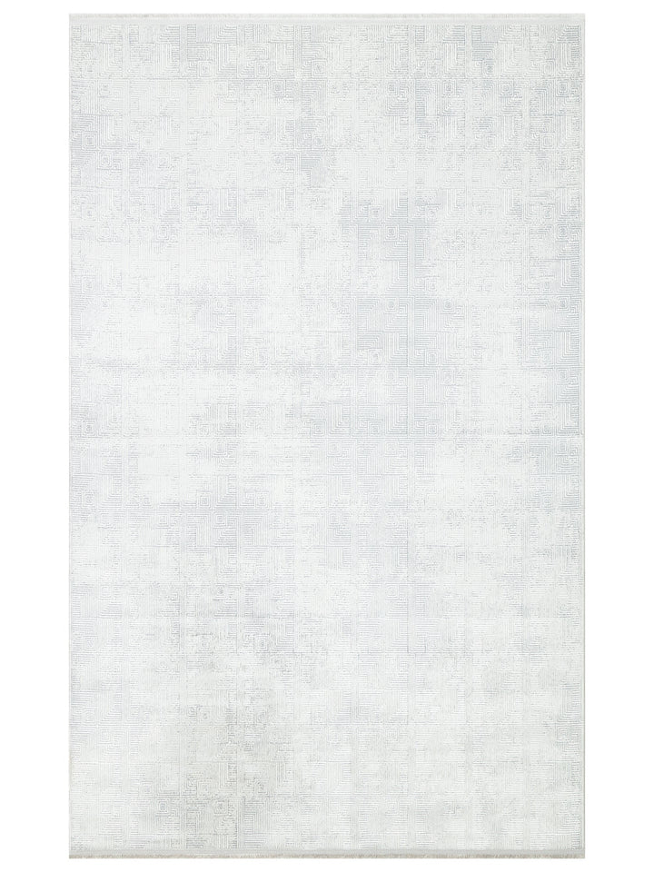 Smooth Yıkanabilir Kaymaz Parlak Oturma Odası Salon Koridor İnce Dokuma Modern Halı 109 CREAM GREY - Carpetdocia