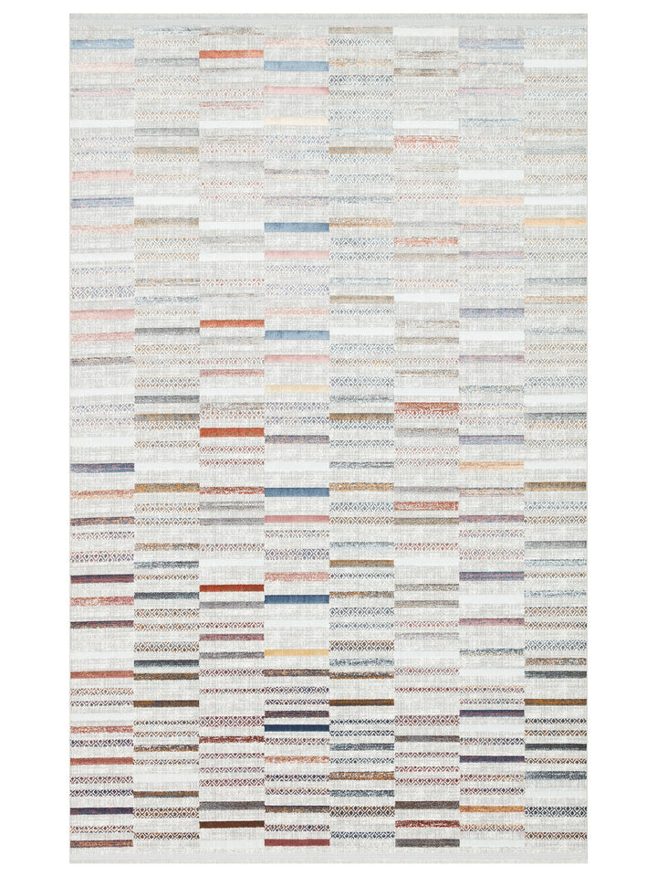 Smooth Yıkanabilir Kaymaz Parlak Oturma Odası Salon Koridor İnce Dokuma Modern Halı 110 MULTY XW - Carpetdocia