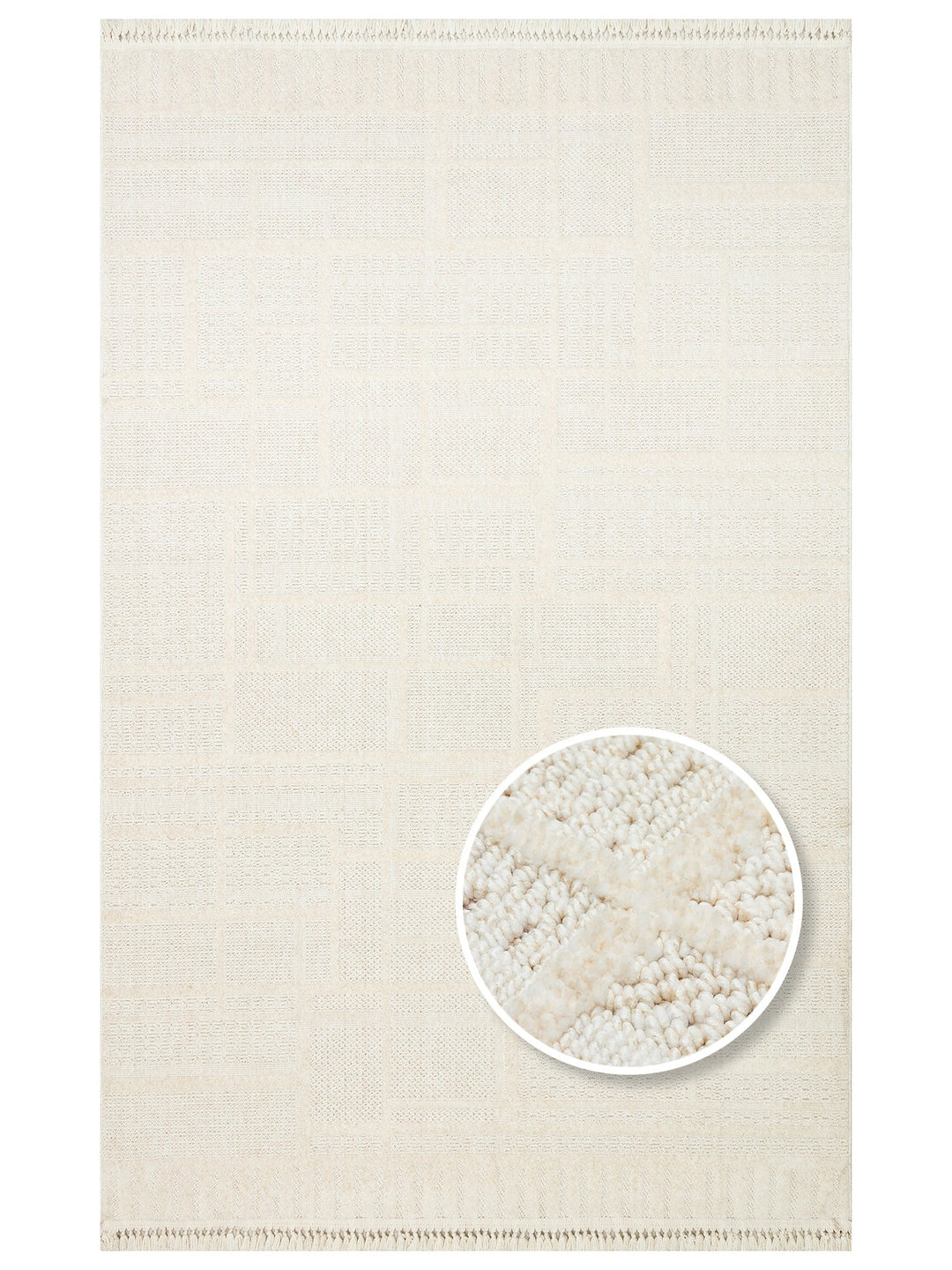 Style Hav Toz Vezmez Yumuşak Dokulu Oturma Odası Salon Koridor Antre Modern Halı 03 WHITE - Carpetdocia