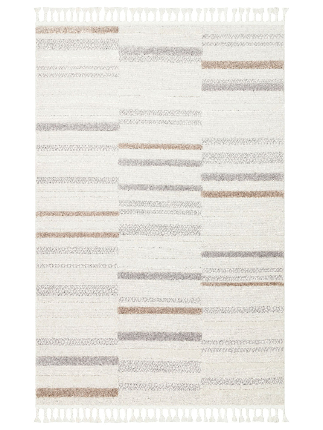 Tabasco Serisi Etnik Desenli Oturma Odası Salon Koridor Modern İskindinav Halı 01 WHITE GREY - Carpetdocia