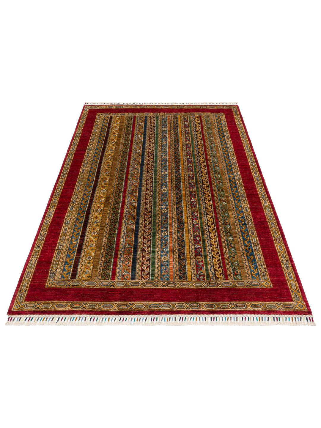 El dokuma Afgan halı kırmızı bitkisel desen 160x207 cm