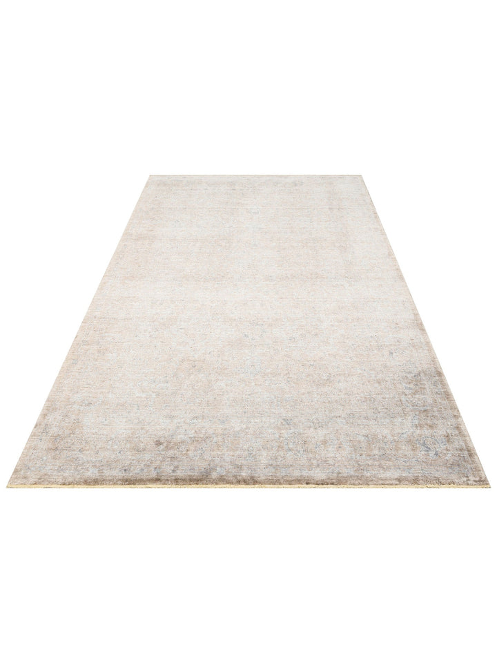 Çırağan %100 Naturel Özel Işıltılı El Emeği ile Özel Tezgahlarda Üretilen TENCEL™ Uşak Halısı 02 BEG - Carpetdocia