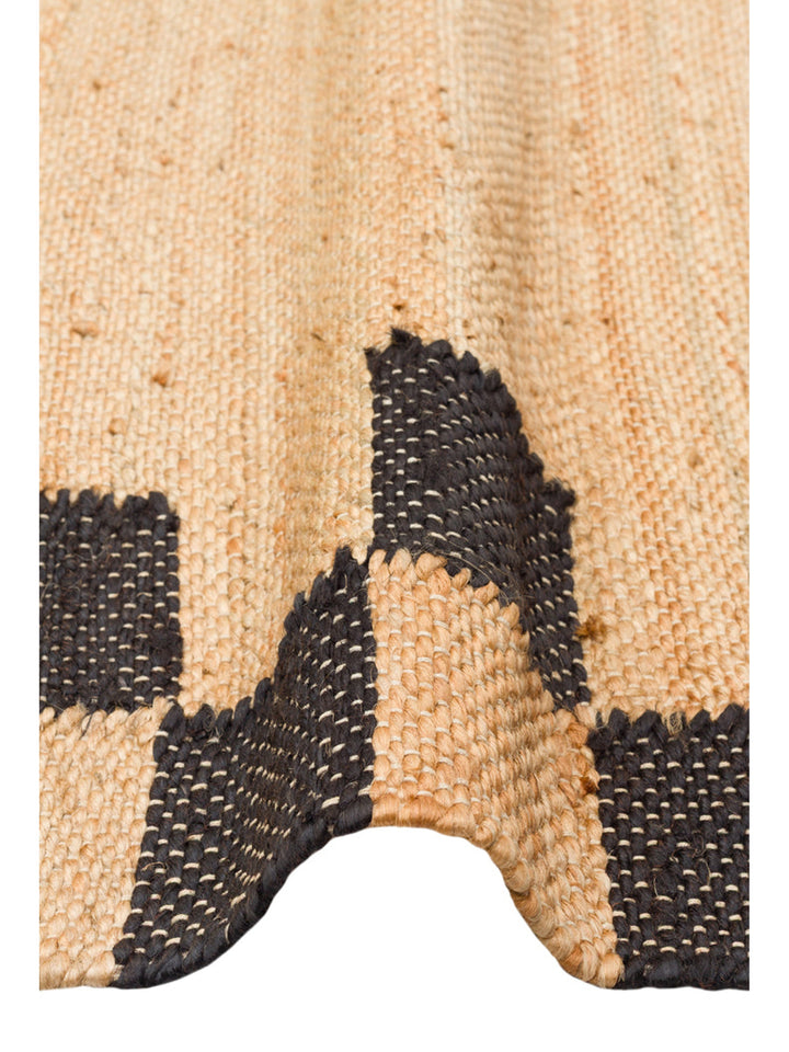 Crown Jüt %100 Naturel El Dokuma Oturma Odası Koridor Antre Mutfak Balkon Hasır Halı 13NATBLACKXW - Carpetdocia