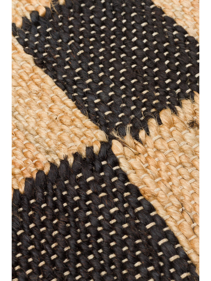 Crown Jüt %100 Naturel El Dokuma Oturma Odası Koridor Antre Mutfak Balkon Hasır Halı 13NATBLACKXW - Carpetdocia