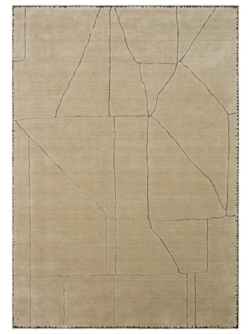 Tapis tissé à la main en mélange de laine, rayonne et polyester série Dakar BEIGE
