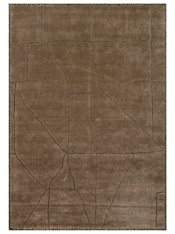 Tapis tissé à la main en mélange de laine, rayonne et polyester série Dakar TAUPE