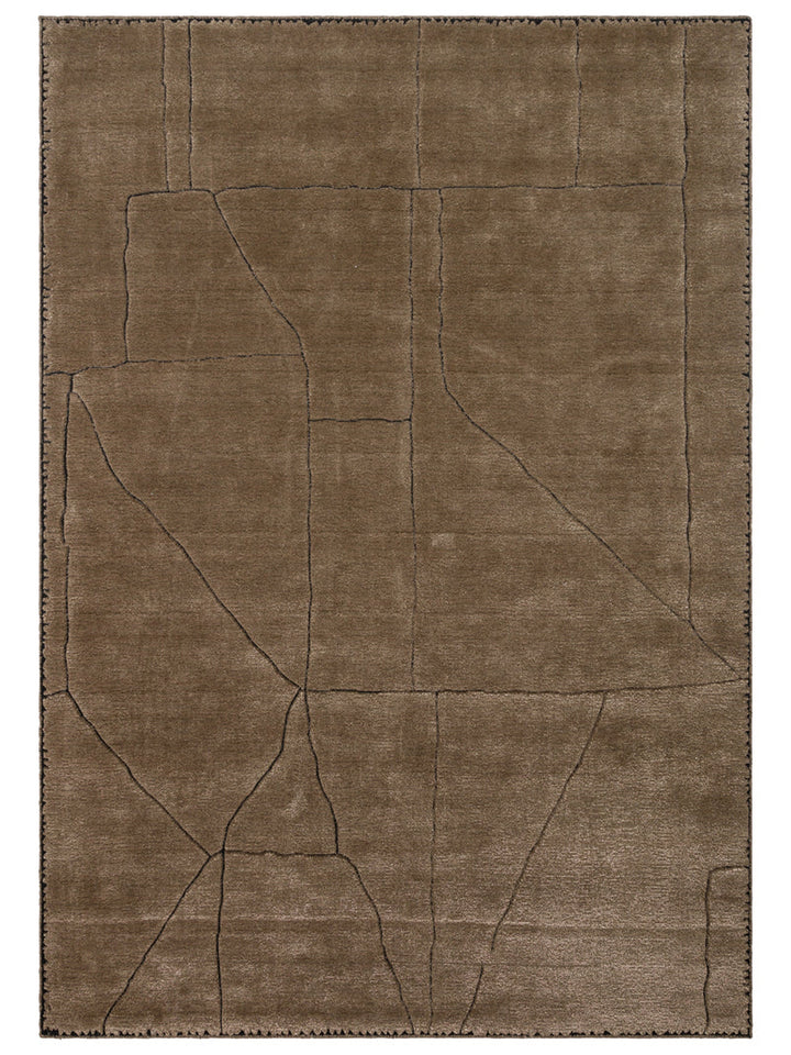 Tapis fait main en mélange de laine, rayonne et polyester de la série Dakar TAUPE