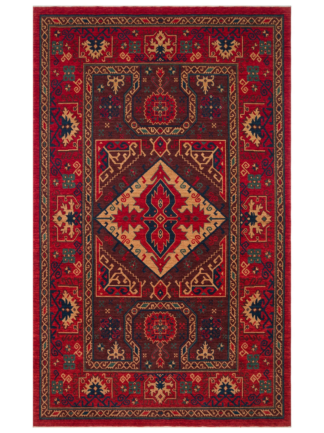 Göbeklitepe Serisi Anadolu Motiflerine Sahip %100 Yeni Zelanda Yünü ile Üretilen El Emeği Kara Tezgah Halı 04RED - Carpetdocia