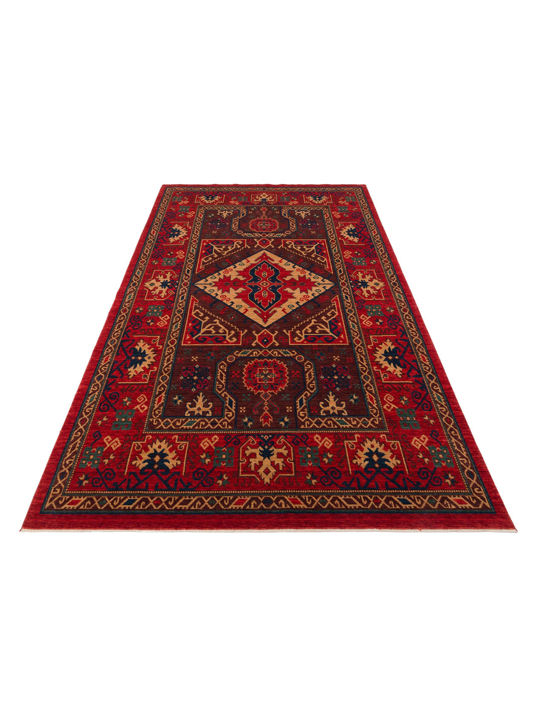 Göbeklitepe Serisi Anadolu Motiflerine Sahip %100 Yeni Zelanda Yünü ile Üretilen El Emeği Kara Tezgah Halı 04RED - Carpetdocia