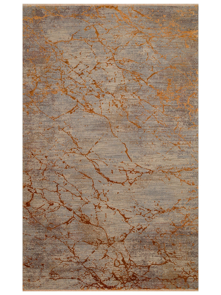 Tappeto moderno da salotto della serie Göreme, tessitura fitta di alta qualità con texture alta e bassa 01 RAME