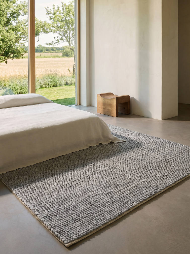 Tappeto intrecciato a mano Woolstar al 100% Lana Naturale con Motivo Kazak per Salotto, Soggiorno, Corridoio, Ingresso GREY