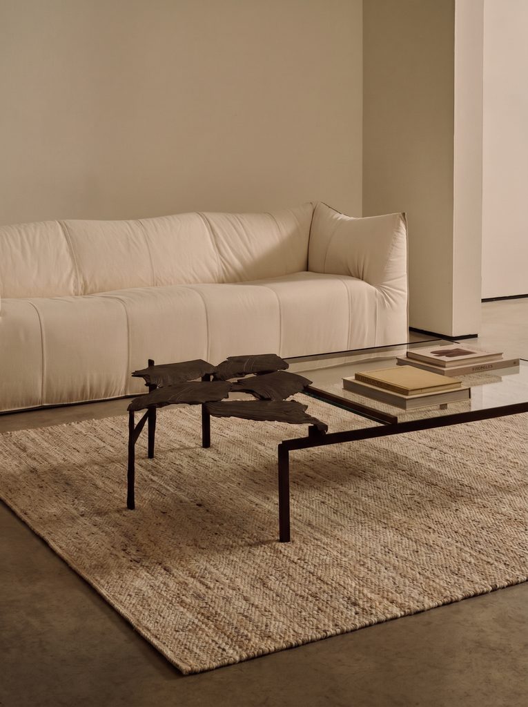 Tapis tissé à la main en mélange de laine, polyester et coton série Jakarta BEIGE